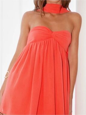 Peppermayo Saturn Mini Dress Coral Strapless size 6